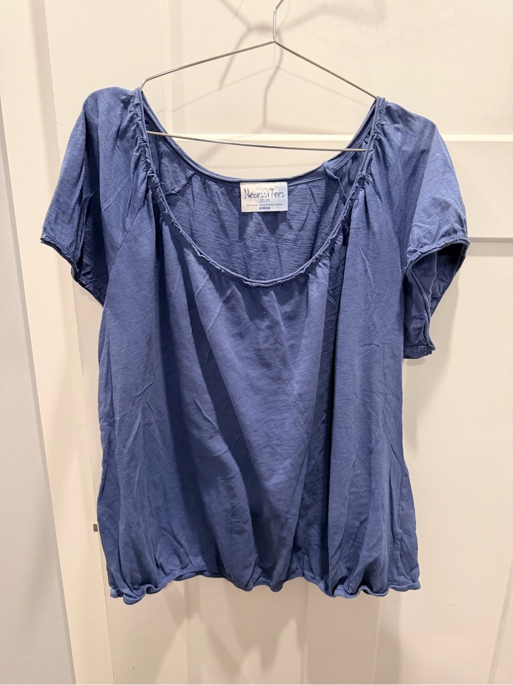 NecessiTees Avenue Blue Cotton Scoop Neck Top Plus Size 22 24 Casual Boho